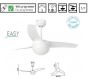 Ανεμιστήρας Οροφής Ø105cm με Φωτισμό,Τηλεχειριστήριο,3 Πτερύγια Λευκό Ατσάλι-Abs, Γυαλί Οπαλίνα Faro Easy 33415