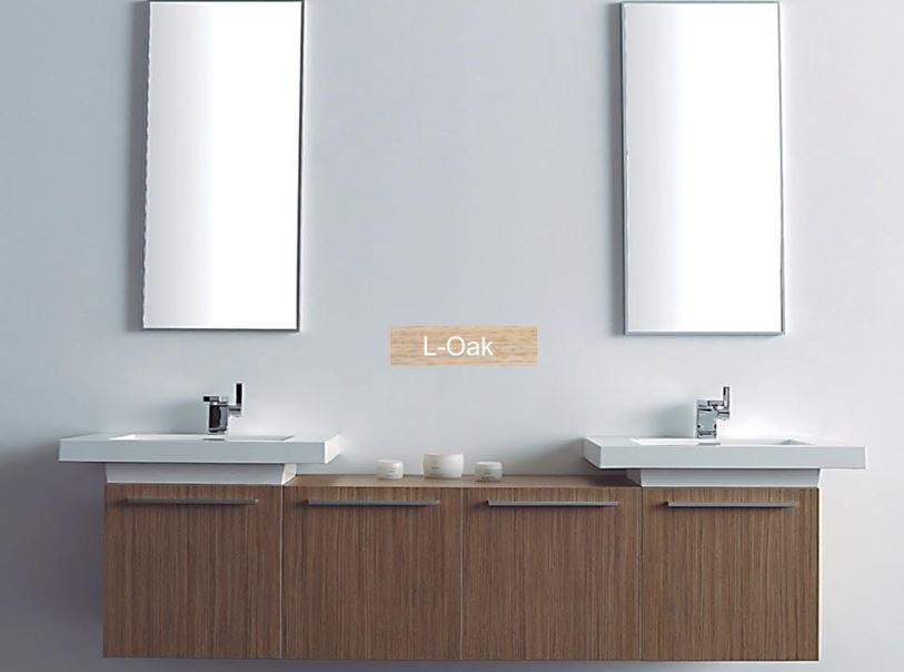 Έπιπλο Μπάνιου ECO-160 160εκ. Βάση & δύο νιπτήρες, MFC Χρώμα Μελαμίνης L-oak FT21.160.002LO