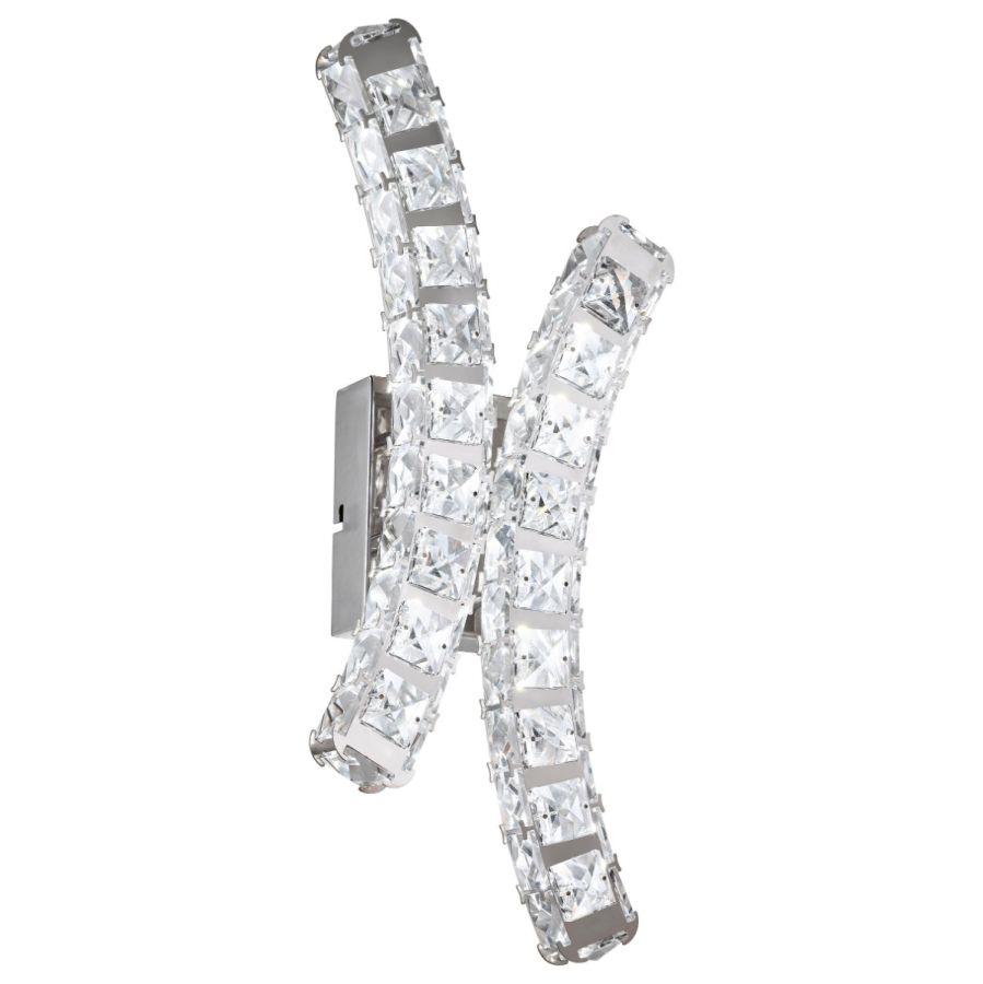 Φωτιστικό Απλίκα Επίτοιχη L190xH470xA100mm Led 12 watt 1400lm Neutral Χρωμέ-Διάφανα Κρύσταλλα Eglo Toneria 39004