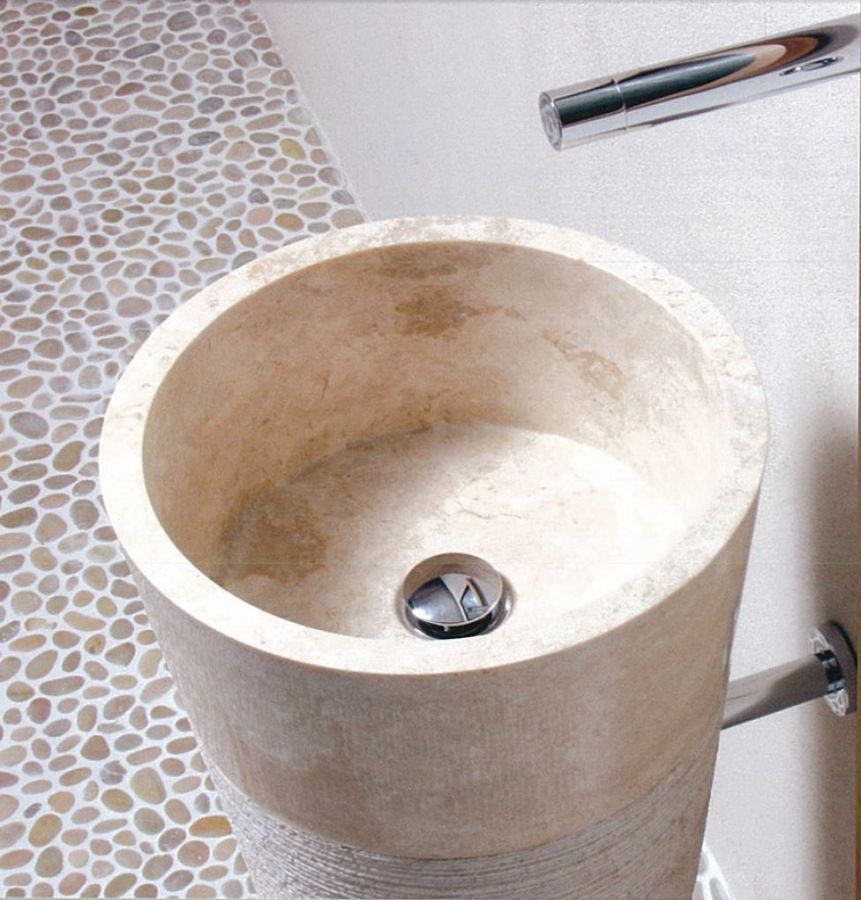 Νιπτήρας Πέτρινος Μπεζ Raja Beige Bati Stone Ø40*90cm