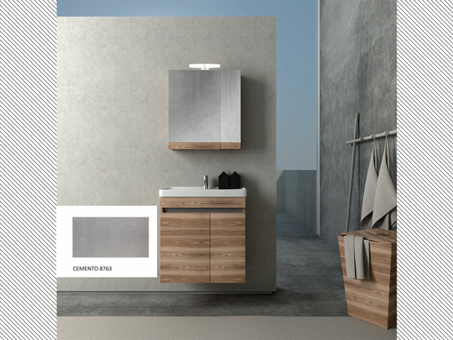 Σετ Έπιπλο Μπάνιου Βάση Π60xΥ60xΒ38 εκ.MDF Μελαμίνη Cemento,Νιπτήρας-Καθρέπτης-Φωτιστικό Savvopoulos Luxury City 001