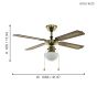 Ανεμιστήρας Οροφής Ø106,6x40,4cm Φωτισμό 1xE27 50W AC 220-240V,50Hz 3 Ταχύτητες Μπρονζέ-Ξύλο Eglo Tiggano 35039
