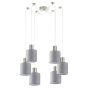 SE21-NM-4-NM6-SH2 ADEPT TUBE Nickel Matt Pendant Grey Fabric Shade+ HOMELIGHTING 77-8422