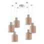 SE21-NM-4-NM6-SH3 ADEPT TUBE Nickel Matt Pendant Brown Fabric Shade+ HOMELIGHTING 77-8429
