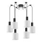 SE21-BL-4-BL6-SH1 ADEPT TUBE Black Pendant White Fabric Shade+ HOMELIGHTING 77-8506