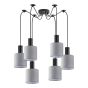 SE21-BL-4-BL6-SH2 ADEPT TUBE Black Pendant Grey Fabric Shade+ HOMELIGHTING 77-8513