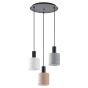 SE21-BL-4-3BL-SH123 ADEPT FLEX Black Pendant White, Grey, Brown Fabric Shade+ HOMELIGHTING 77-8915