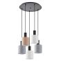 SE21-BL-4-5BL-SH123 ADEPT FLEX Black Pendant White, Grey, Brown Fabric Shade+ HOMELIGHTING 77-8916