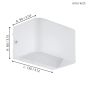 Φωτιστικό Τοίχου Λευκό Αλουμίνιο L13xA9xH8cm LED 3000K 670lm Eglo Sania 4 13cm 98421