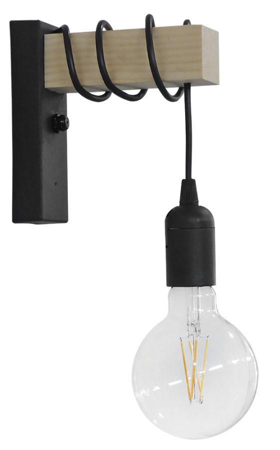 Φωτιστικό τοίχου Ε/27ΑΡ SQUARE BLACK ΑΠΛΙΚΑ ΞΥΛΟ Heronia 31-1224