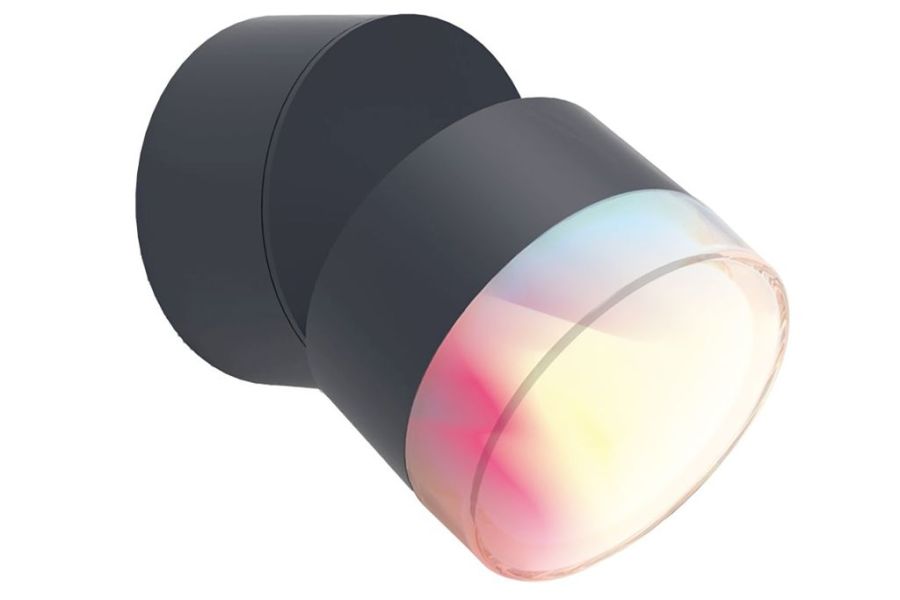 Φωτιστικό Επιτοίχιο Κινητό 90° IP44 9,5w 690lm Diming 2700-6500Κ-RGB 126° Ø94x115mm Dark Grey Χυτό Αλουμίνιο Lutec Dropsi 501090118