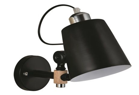 YQ-4003 SAM BLACK METAL-WOOD WALL LAMP 1Ε1 HOMELIGHTING 77-4497