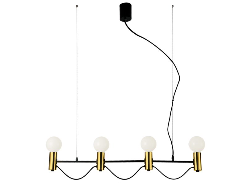 Φωτιστικό Κρεμαστό Τετράφωτο Ράγα 95 εκ.4*E27 Μαύρο Μέταλλο με Χρυσές Λεπτομέρειες Viokef Volter 4232400