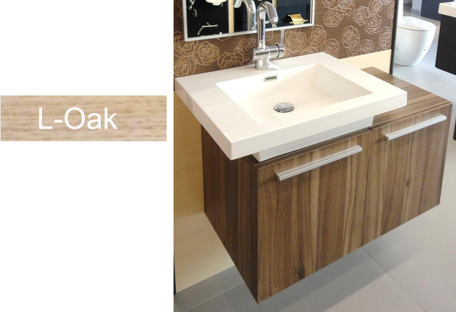 Σετ Έπιπλο Μπάνιου ECO-80BL 80 εκ.-Νιπτήρα τύπου Corian-Καθρέπτη 40*100εκ.,Χρώμα Light-oak FT21.080.001LO