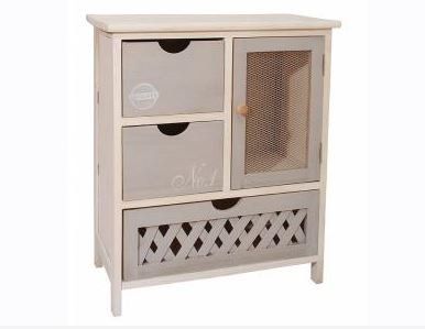 Έπιπλο 51x30x61cm Εκρού-Γκρι 2 Συρταράκια-1 Συρτάρι & 1 Ντουλαπάκι με Πλέγμα Etoile No1 BB283