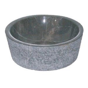 Νιπτήρας Πέτρινος Επιτραπέζιος Bati Jaya Μαύρο Ø40*15cm