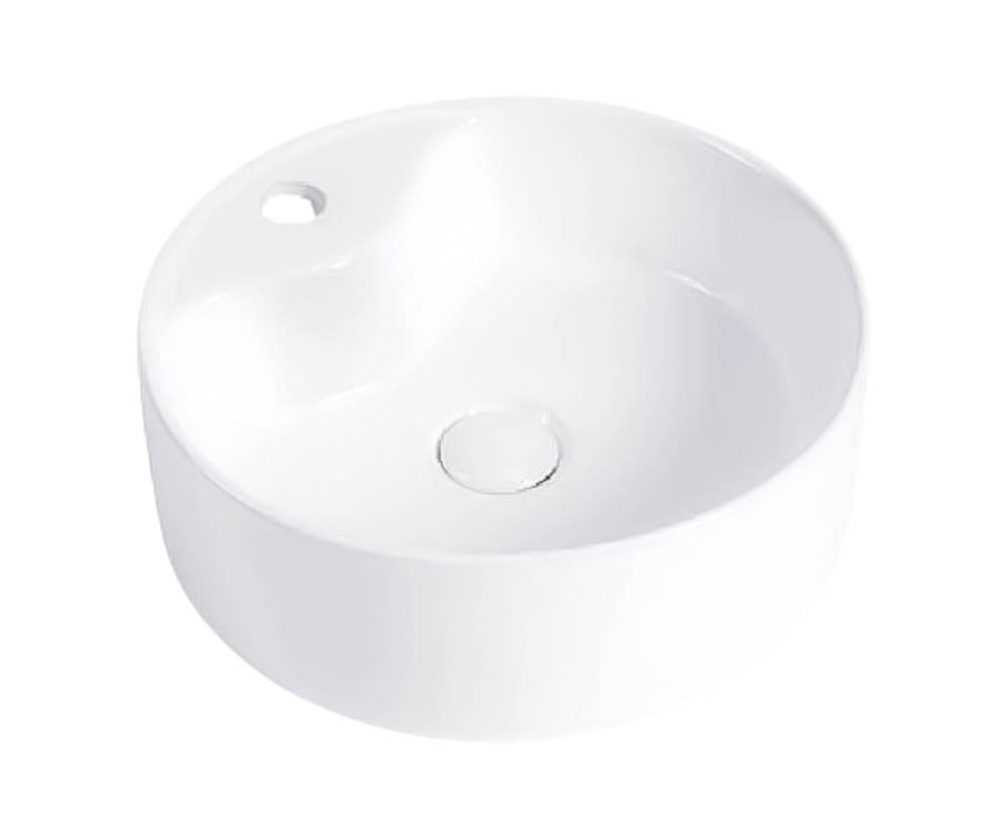 Νιπτήρας Επικαθήμενος Ø46x15,5cm με οπή Μπαταρίας Πορσελάνη Ceramita Ring White Matt