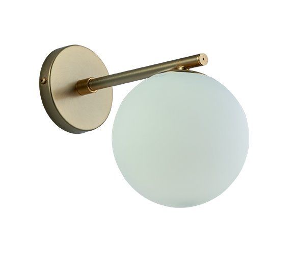 Φωτιστικό Απλίκα Μονόφωτη Γυαλί Λευκό Οπάλ Ματ / Ανάρτηση Χρυσή Ματ Viokef Globe 3094700