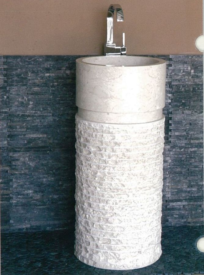 Νιπτήρας Πέτρινος Γυαλιστερός Ø40xH90cm Tube Beige Bati Stone