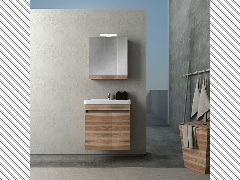 Σετ Έπιπλο Μπάνιου Βάση Π60xΥ60xΒ38 εκ.MDF Μελαμίνη Possitano,Νιπτήρας-Καθρέπτης-Φωτιστικό Savvopoulos Luxury City 001-8777