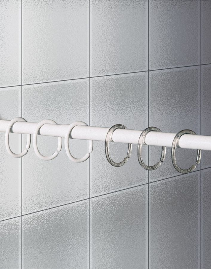 Clips 12 pcs white κρίκοι κουρτίνας μπάνιου Joybath 007-00001