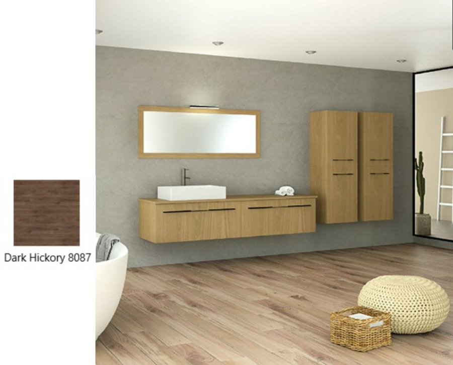 Έπιπλο Μπάνιου Μ140xB50xY35cm Βάση-Πάγκος-Νιπτήρας-Καθρέπτης-Φωτιστικό-2 Ερμάρια Μελαμίνη σε MDF Dark Hickory Savvopoulos Ultima 08-8087