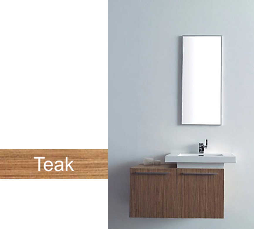 Σετ Έπιπλο Μπάνιου ECO-80BR 80 εκ.-Νιπτήρα τύπου Corian -Καθρέπτη 40*100 εκ., Χρώμα Teak FT21.080.002T